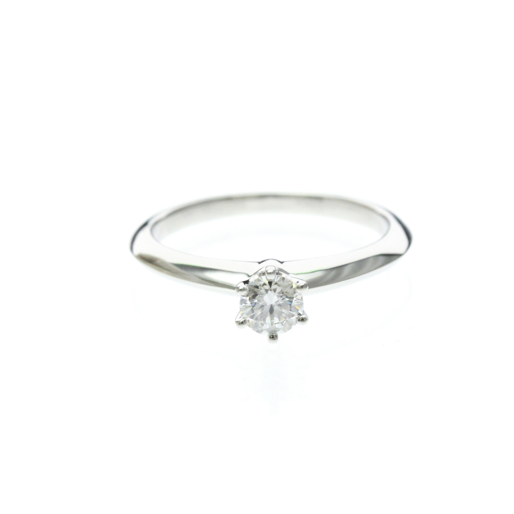 Tiffany Solitaire Diamond Ring Platinum Fashion Diamond Band Ring Carat/0.25 ...